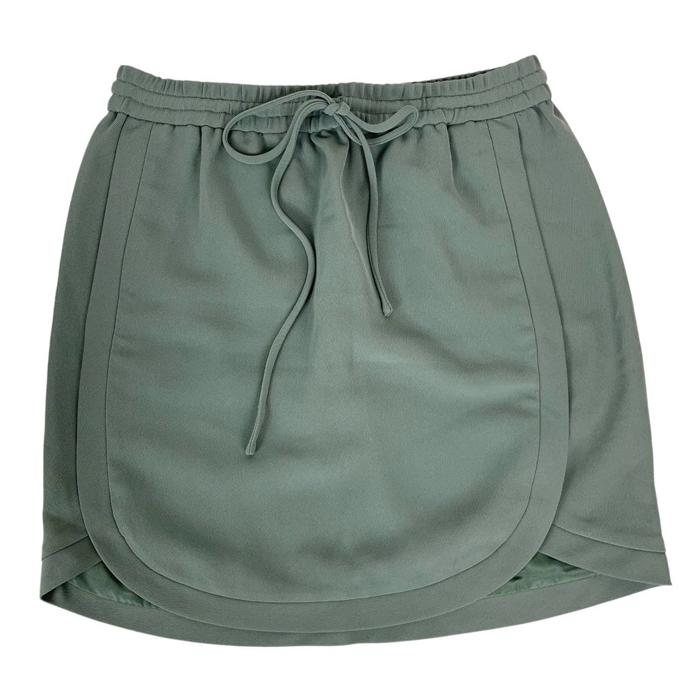 J. Crew Size 2 Olive Green Double Twill Skirt Drawstring Style C0244 Pockets